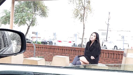 Мужик подвез брюнетку и выебал ее в машине